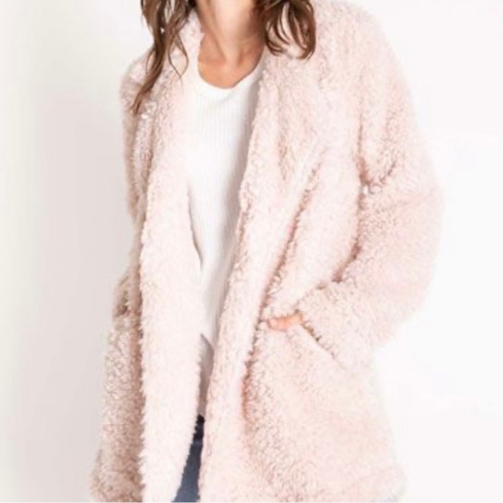 Womens PJ Salvage blush pink plush Sherpa jacket,Sz small